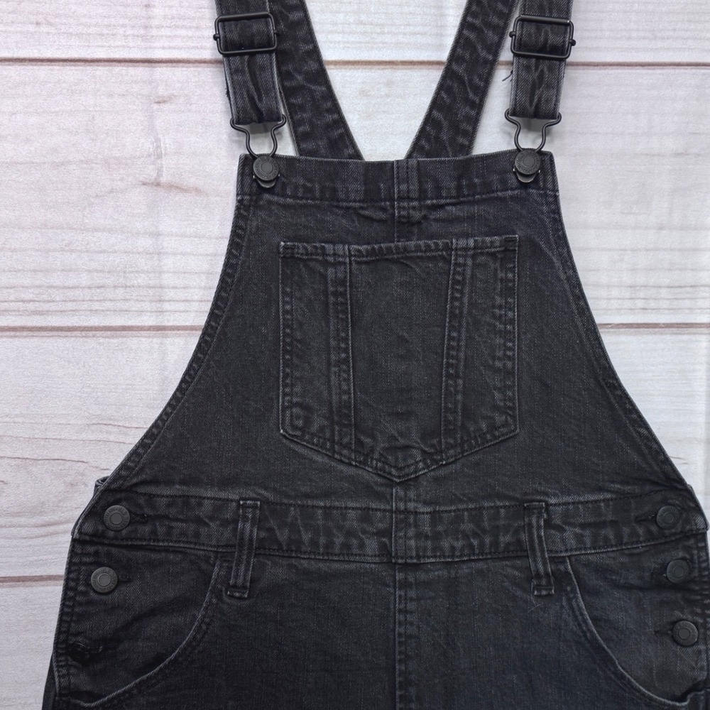 Old Navy Womens Black Denim Overalls Size 6 Tall Farmgirl Counry Chic Wok Pants - Picture 3 of 6
